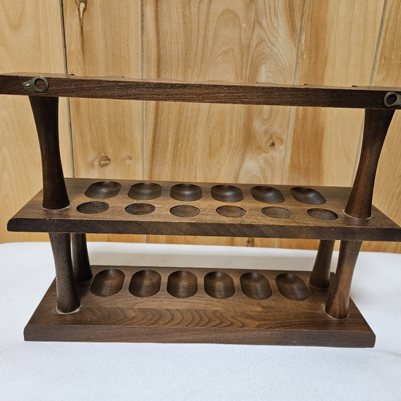 Vintage Decatur Walnut 12-Pipe Rack - Two-Tier Display Stand - Picture 8 of 8
